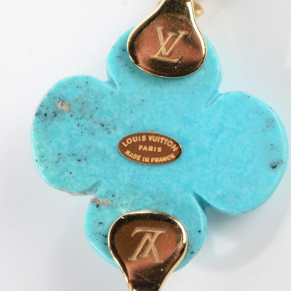 Louis Vuitton Gold Plated Sterling Silver Turquoise Fleur Earrings 4 of 5