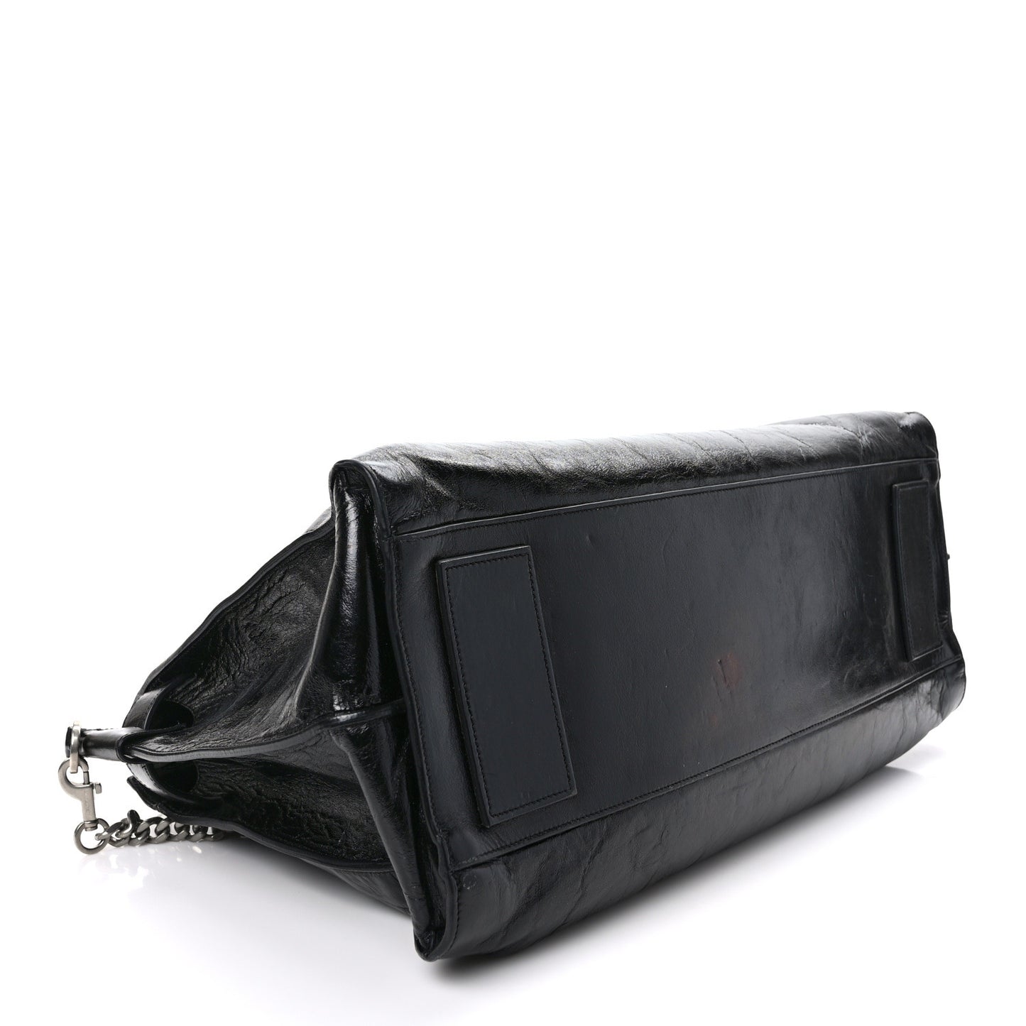 Cracked Shiny Calfskin Medium Souple Sac De Jour Duffle Black