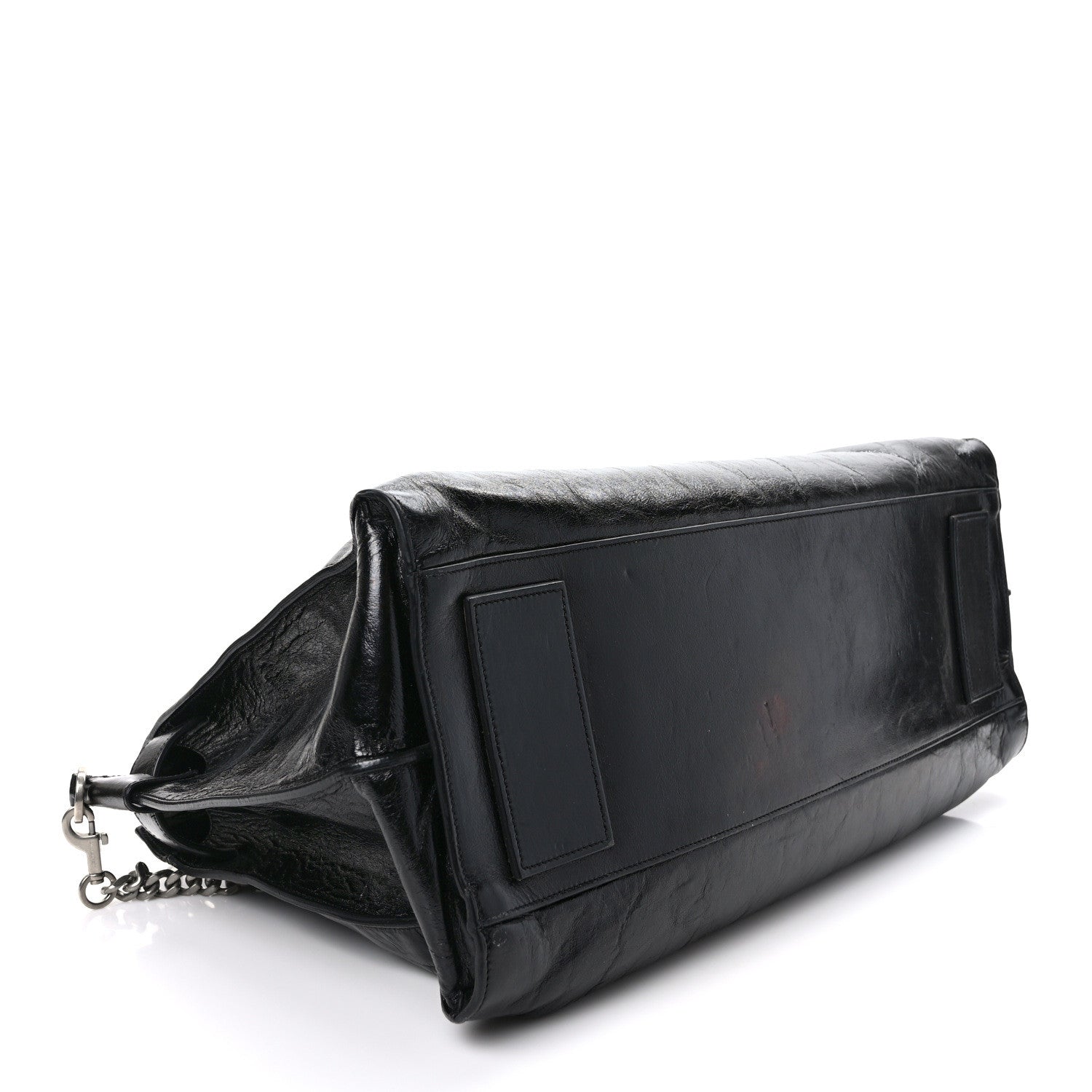 Saint Laurent Cracked Shiny Calfskin Medium Souple Sac De Jour Duffle Black 4 of 10