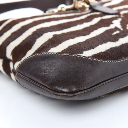 Gucci Calf Hair Zebra Print Medium Jackie O Bouvier Hobo Brown 8 of 13