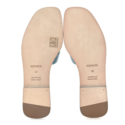 Hermes Epsom Oran Sandals 38 New Blue Jean 7 of 11