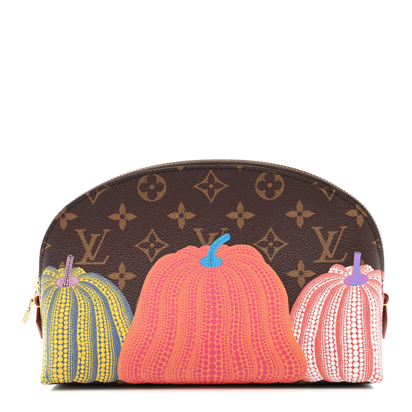 LV X YK Monogram Printed Kusama Pumpkin Cosmetic Pouch