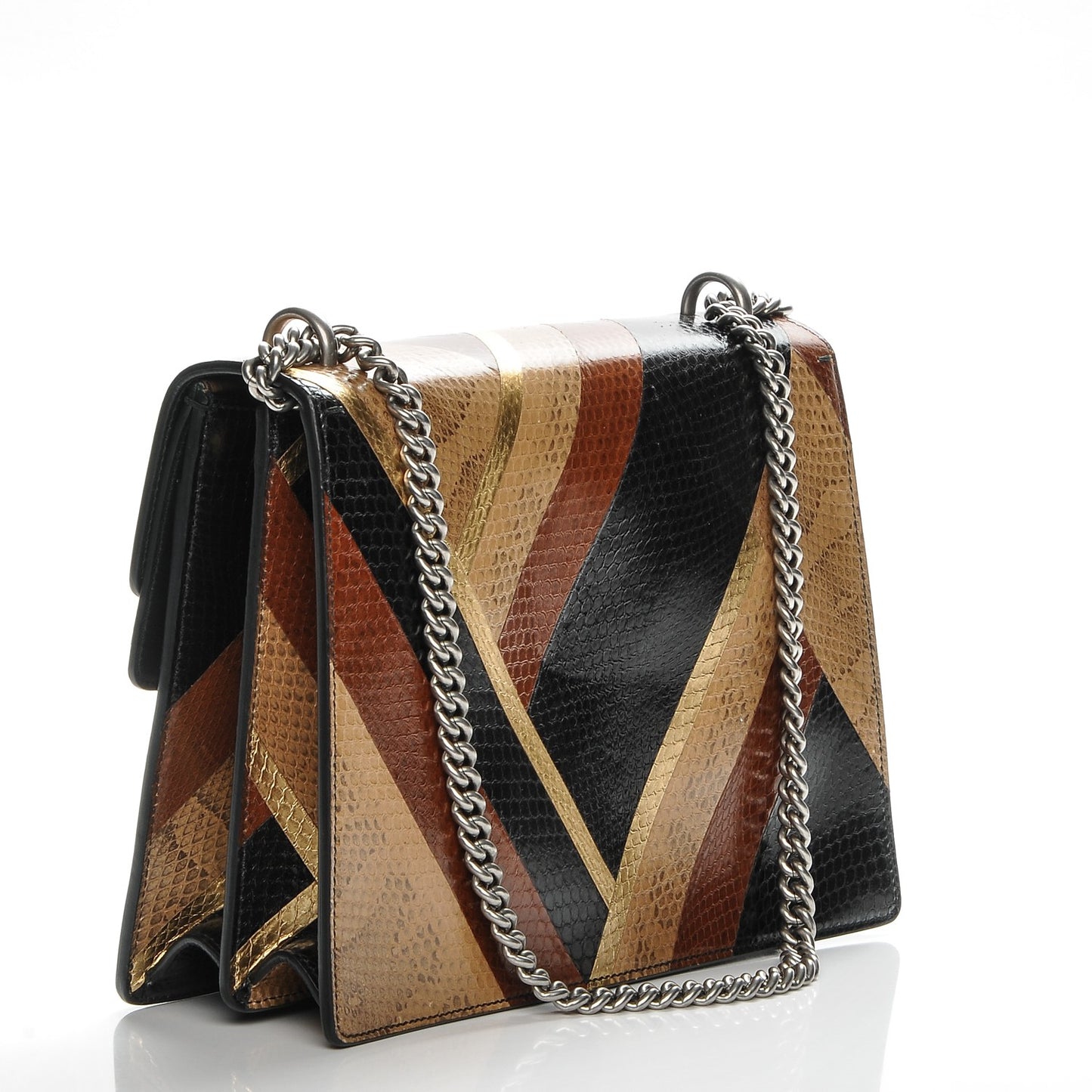 Ayers Snakeskin Chevron Medium Dionysus Shoulder Bag Multicolor