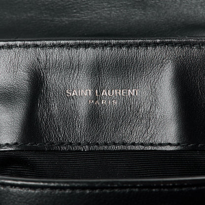 Saint Laurent Calfskin Y Quilted Monogram Monochrome Small Loulou Chain Satchel Black 7 of 12