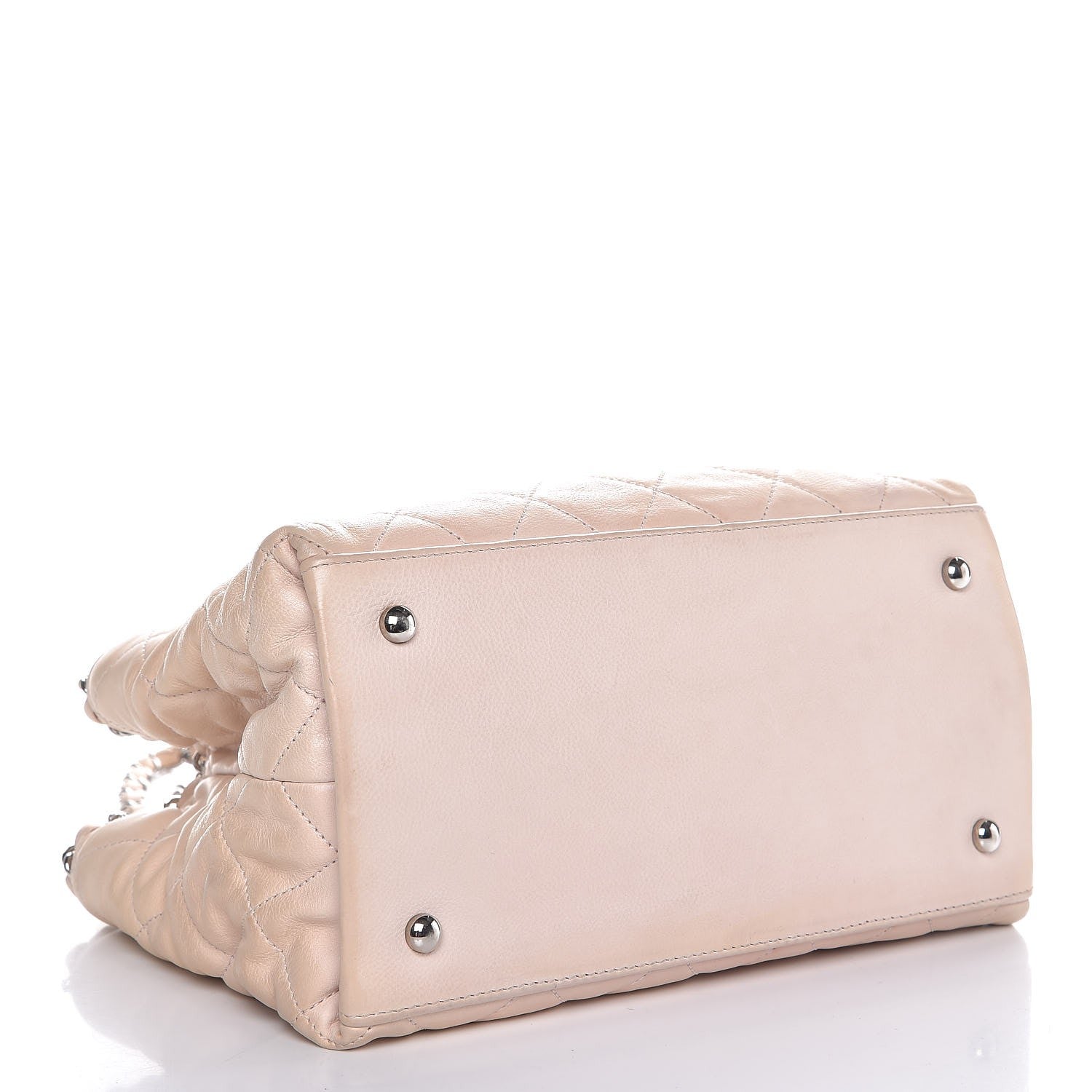 Chanel Lambskin Quilted Mini Chain Me Tote Light Beige 4 of 13