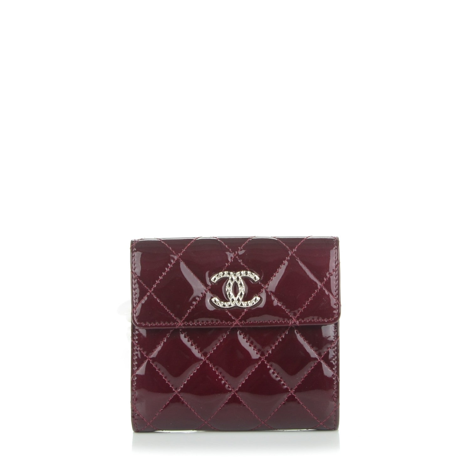 Chanel Patent Brilliant Compact Wallet Burgundy 1 of 8