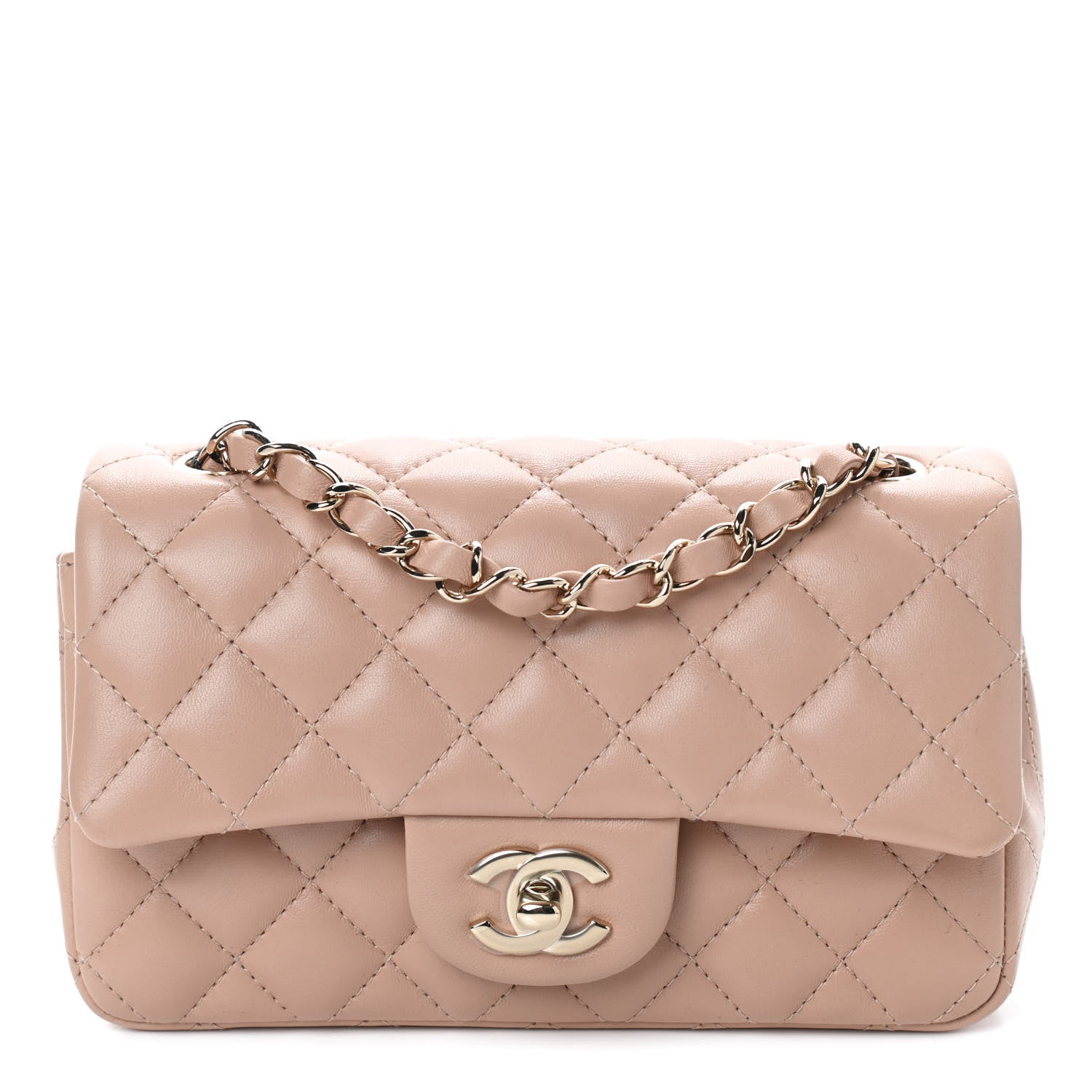 Chanel Lambskin Quilted Mini Rectangular Flap Beige 1 of 11