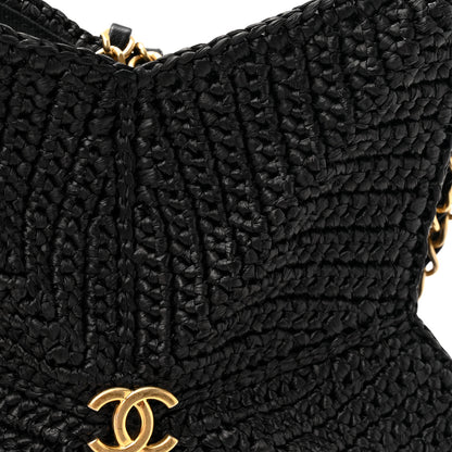 Chanel Raffia Star Coco Beach Bag Black 8 of 10