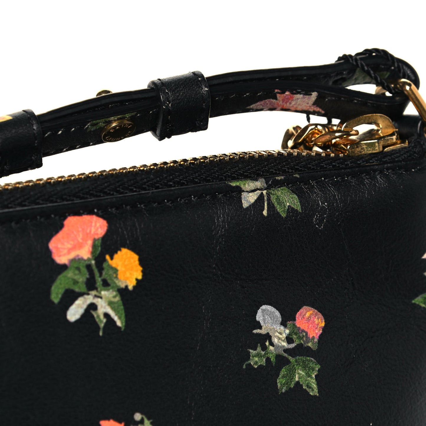 Calfskin Flower Printed Small Monogram Crossbody Bag Black Multicolor