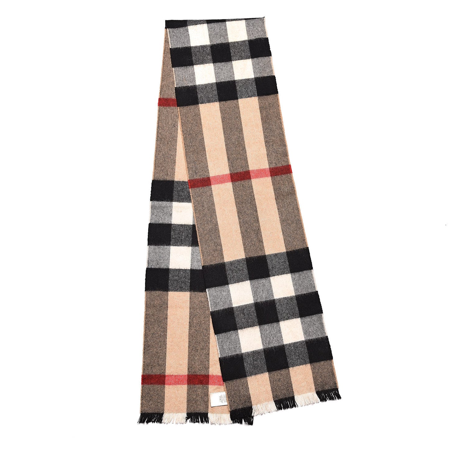 Cashmere Giant Exploded Check Scarf Camel