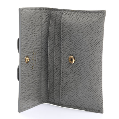 Salvatore Ferragamo Grained Calfskin Vara Bow Cardholder Pale Grey 6 of 8