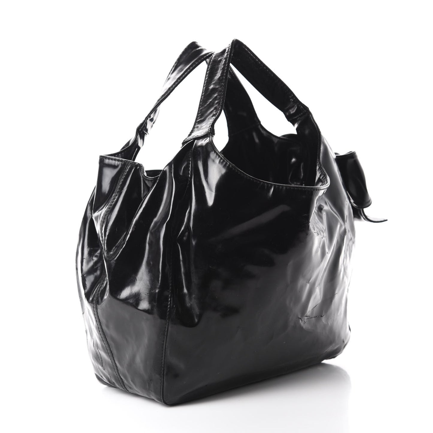 Patent Lacca Large Nuage Bow Hobo Black