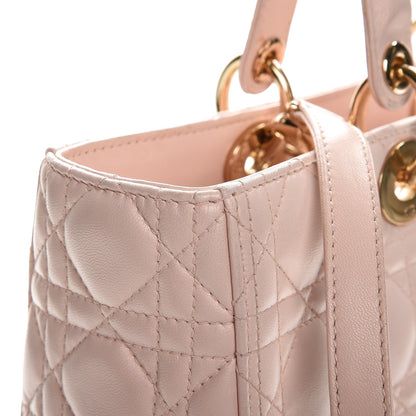 Christian Dior Lambskin Cannage Large Lady Dior Rose Poudre 9 of 17