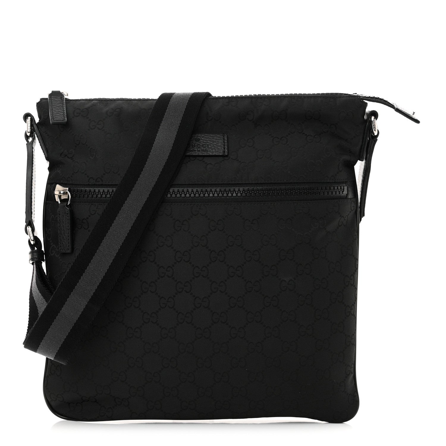 Gucci Nylon Monogram Medium Flat Messenger Bag Black 1 of 11