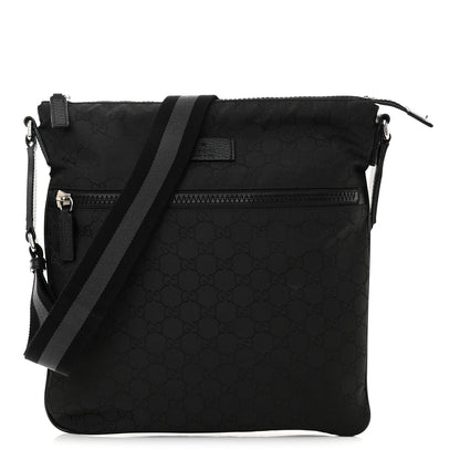 Gucci Nylon Monogram Medium Flat Messenger Bag Black 1 of 11