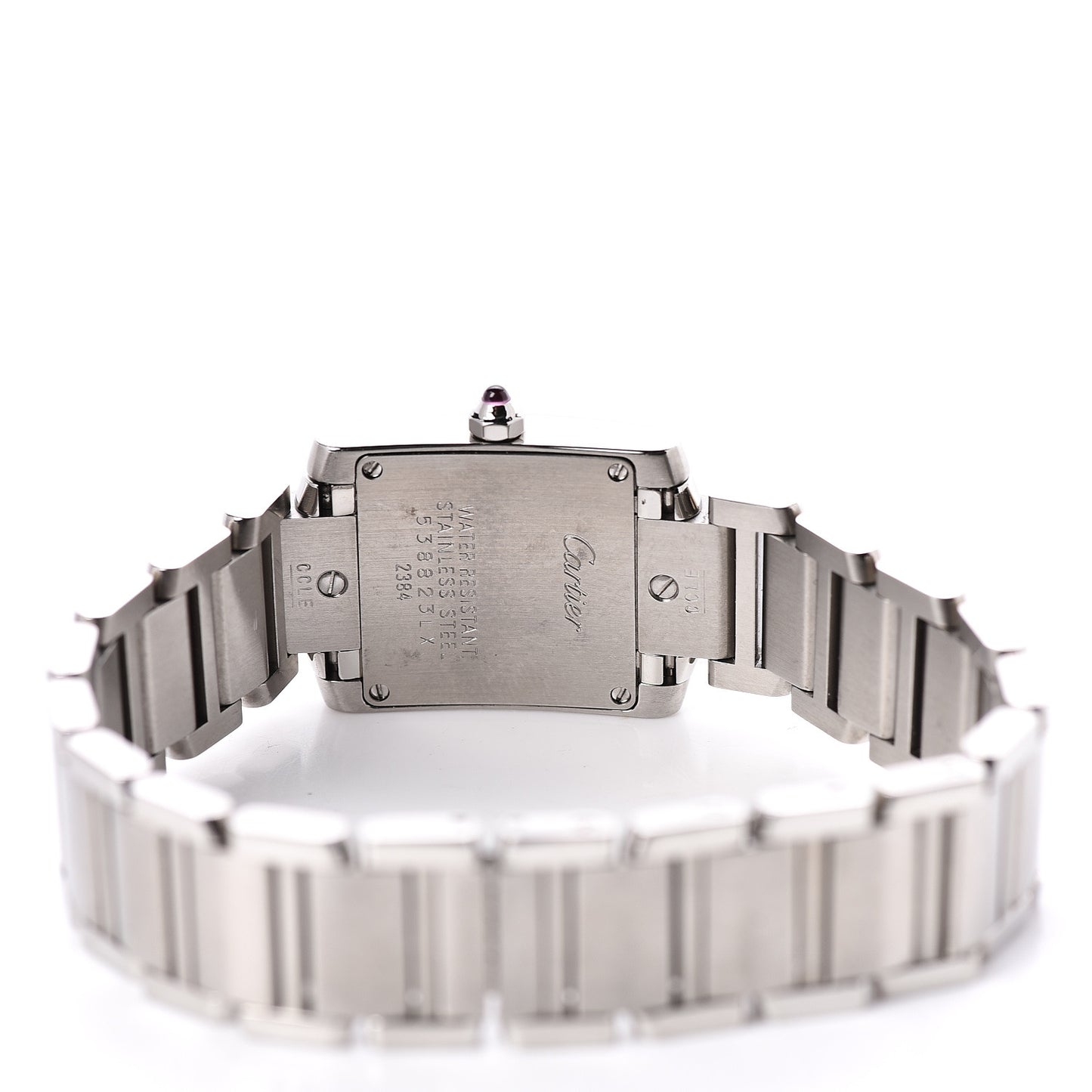Stainless Steel Pink Mother of Pearl 20mm Tank Francaise Quartz Watch