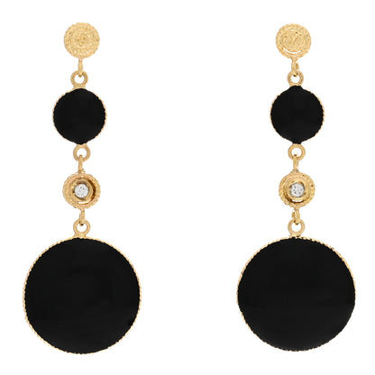 Roberto Coin 18K Yellow Gold Enamel Diamond Drop Earrings Black 1 of 4