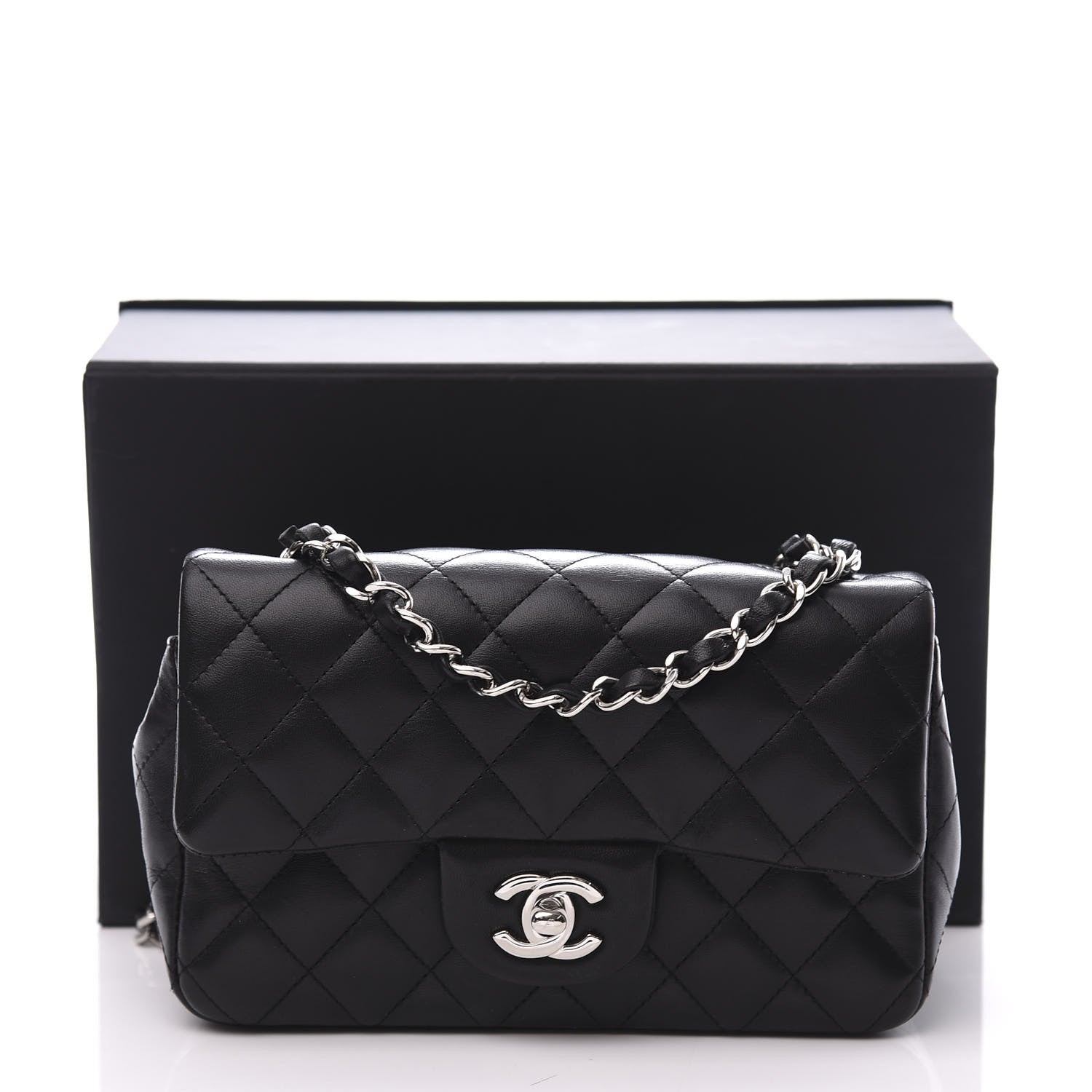 Chanel Lambskin Quilted Mini Rectangular Flap Black 10 of 10