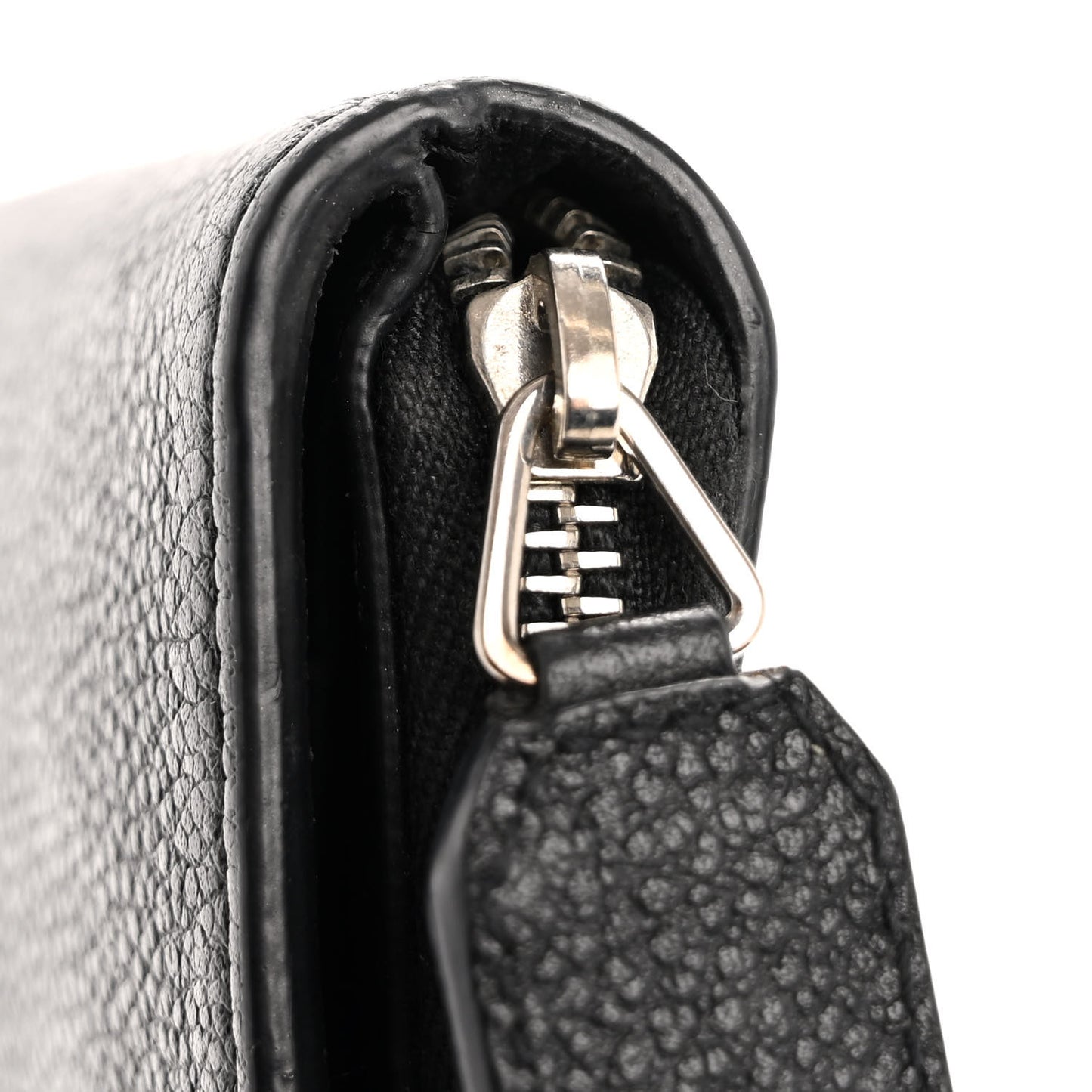 Grained Calfskin Rive Gauche Compact Zip Around Wallet Black