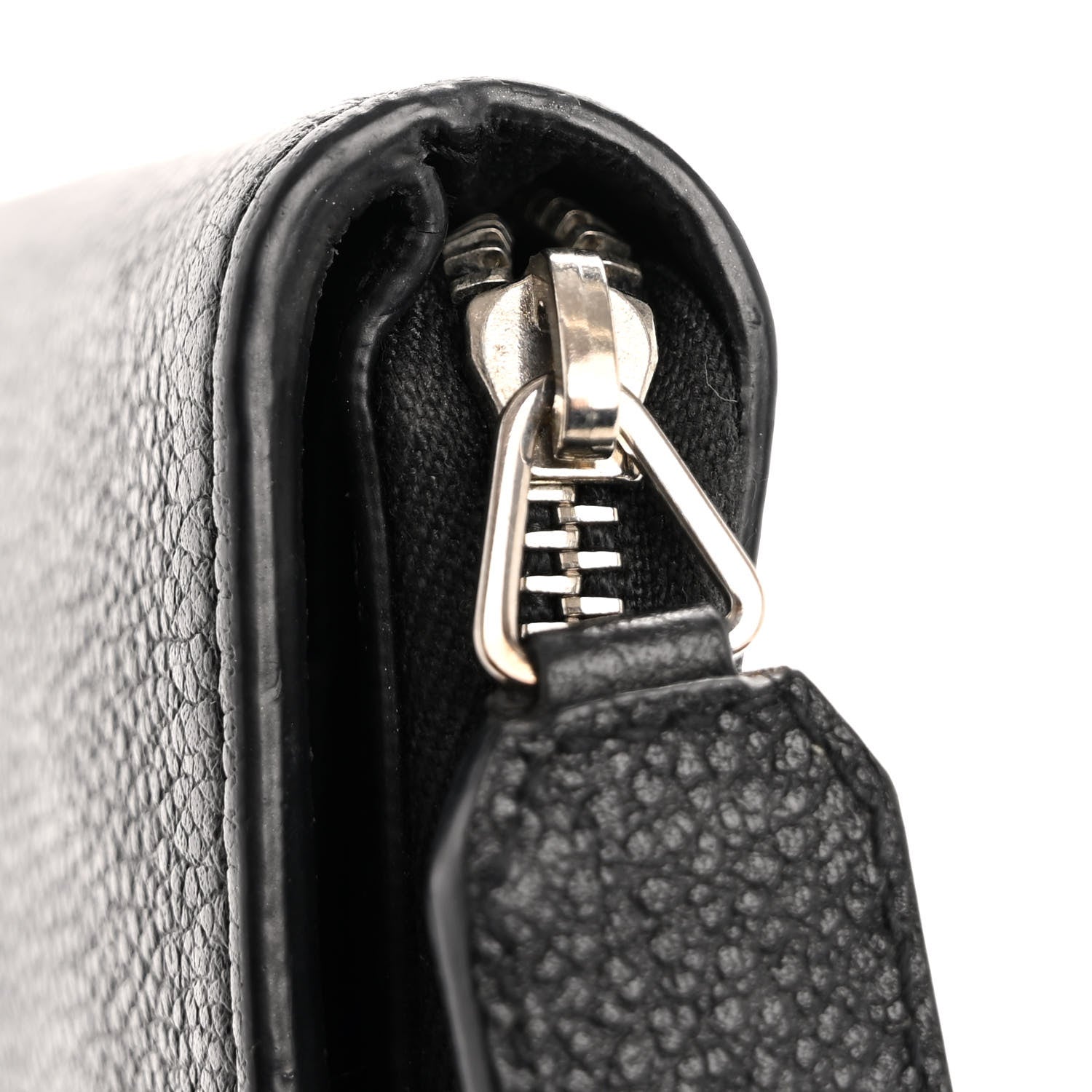Saint Laurent Grained Calfskin Rive Gauche Compact Zip Around Wallet Black 9 of 11