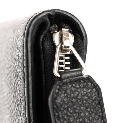 Saint Laurent Grained Calfskin Rive Gauche Compact Zip Around Wallet Black 9 of 11