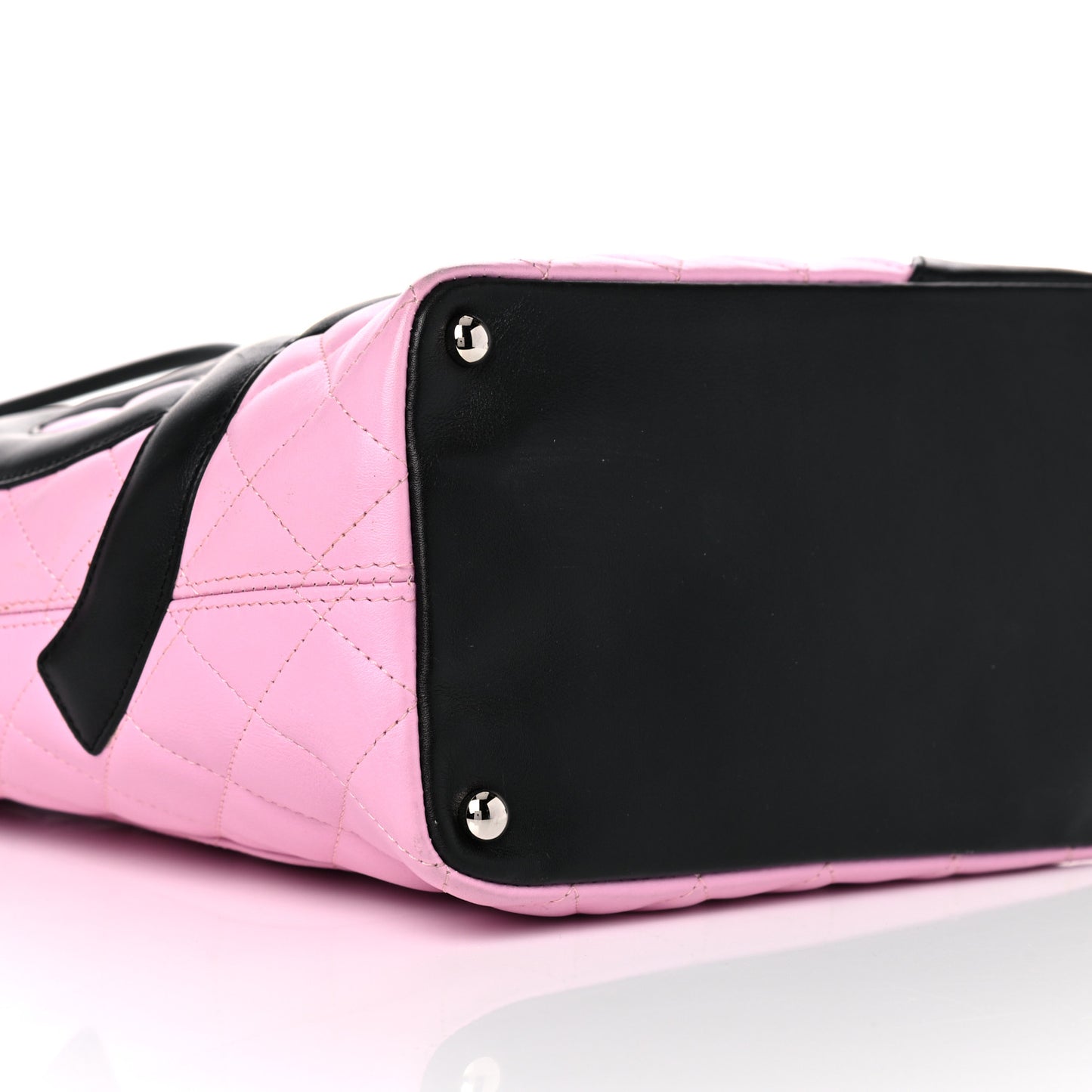 Calfskin Quilted Medium Cambon Tote Pink Black
