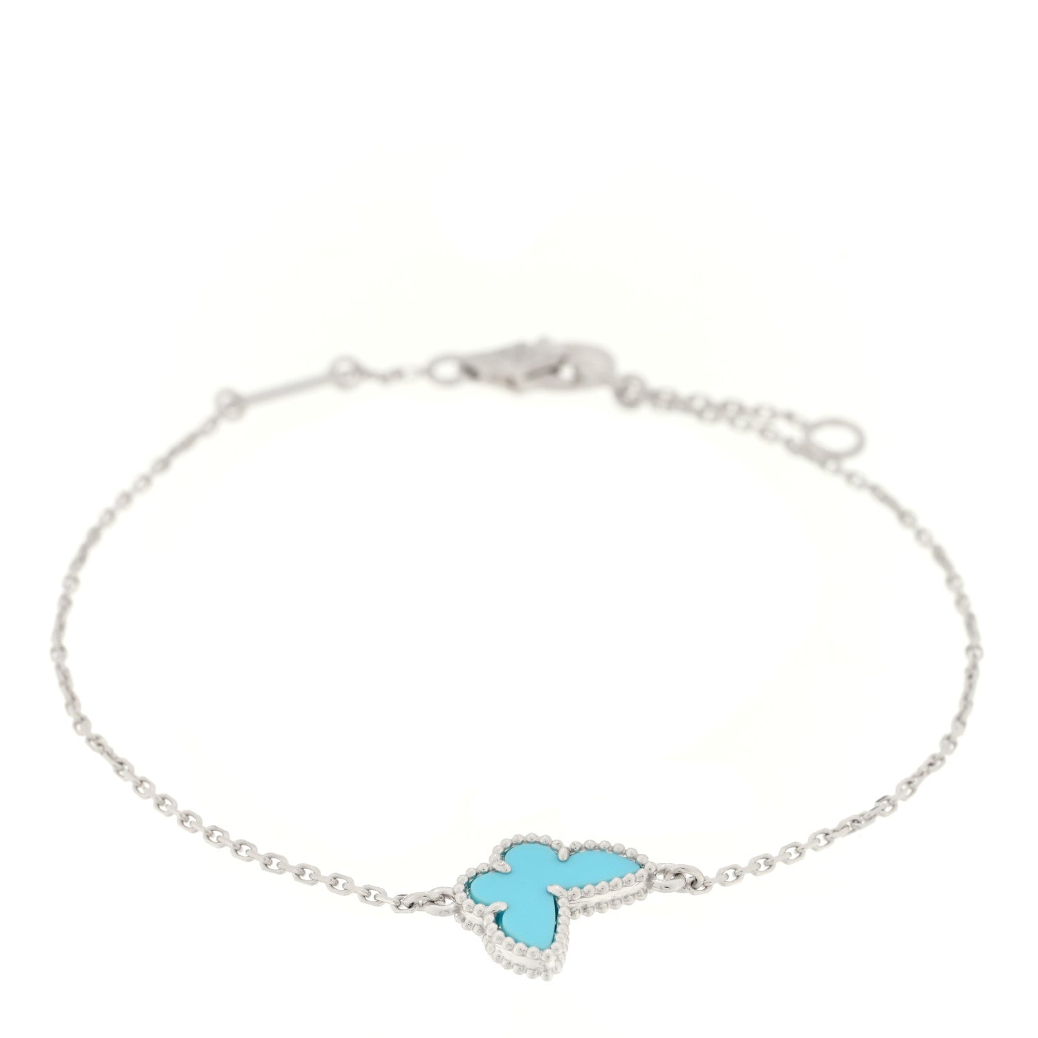 Van Cleef & Arpels 18K White Gold Turquoise Sweet Alhambra Butterfly Bracelet 1 of 3