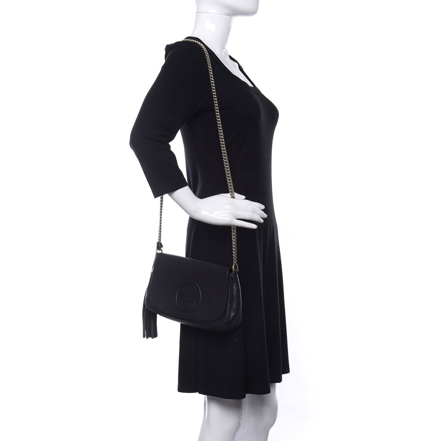 Gucci Pebbled Calfskin Medium Soho Flap Crossbody Black 2 of 9