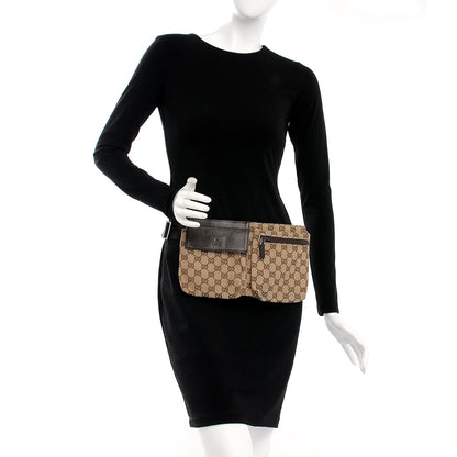 Gucci GG Monogram Double Pocket Belt Bag Dark Brown 2 of 9