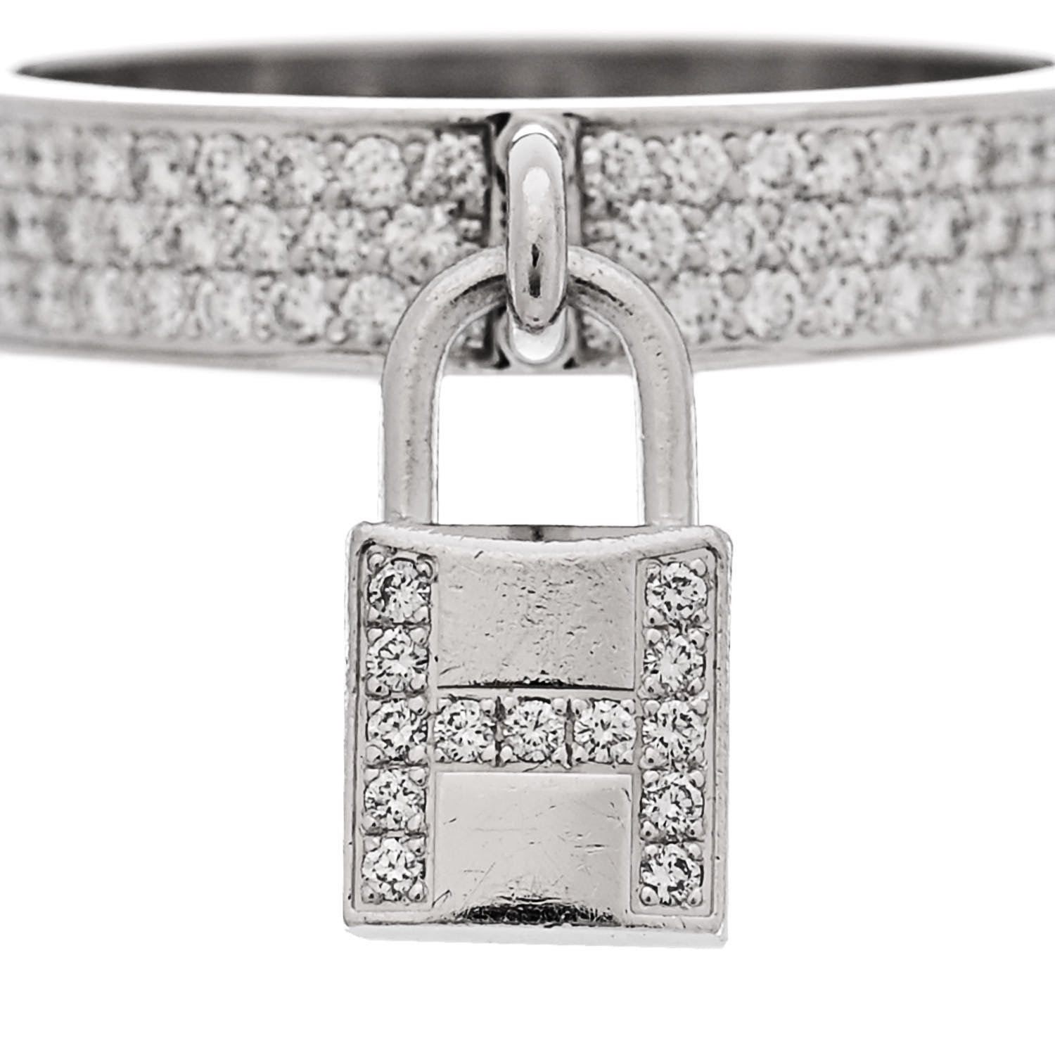 Hermes 18K White Gold Diamond MM Kelly Clochette Ring 54 7 6 of 6