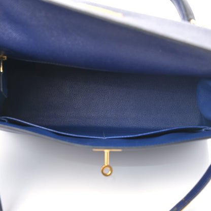 Hermes Epsom Kelly Sellier 32 Bleu Saphir 5 of 11