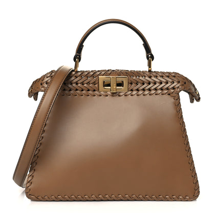 Fendi Vitello King Ceylon Shiny Nappa Woven Small Peekaboo I SEE U Satchel Sand 1 of 20