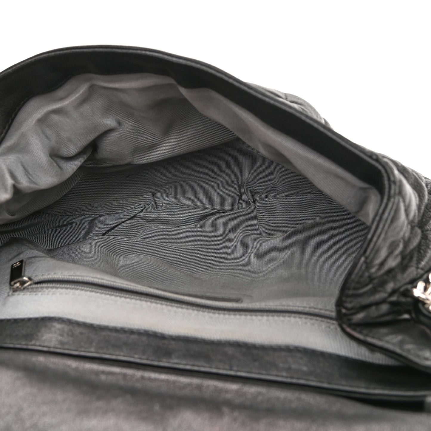 Washed Lambskin Quilted Chain Around Flap Black