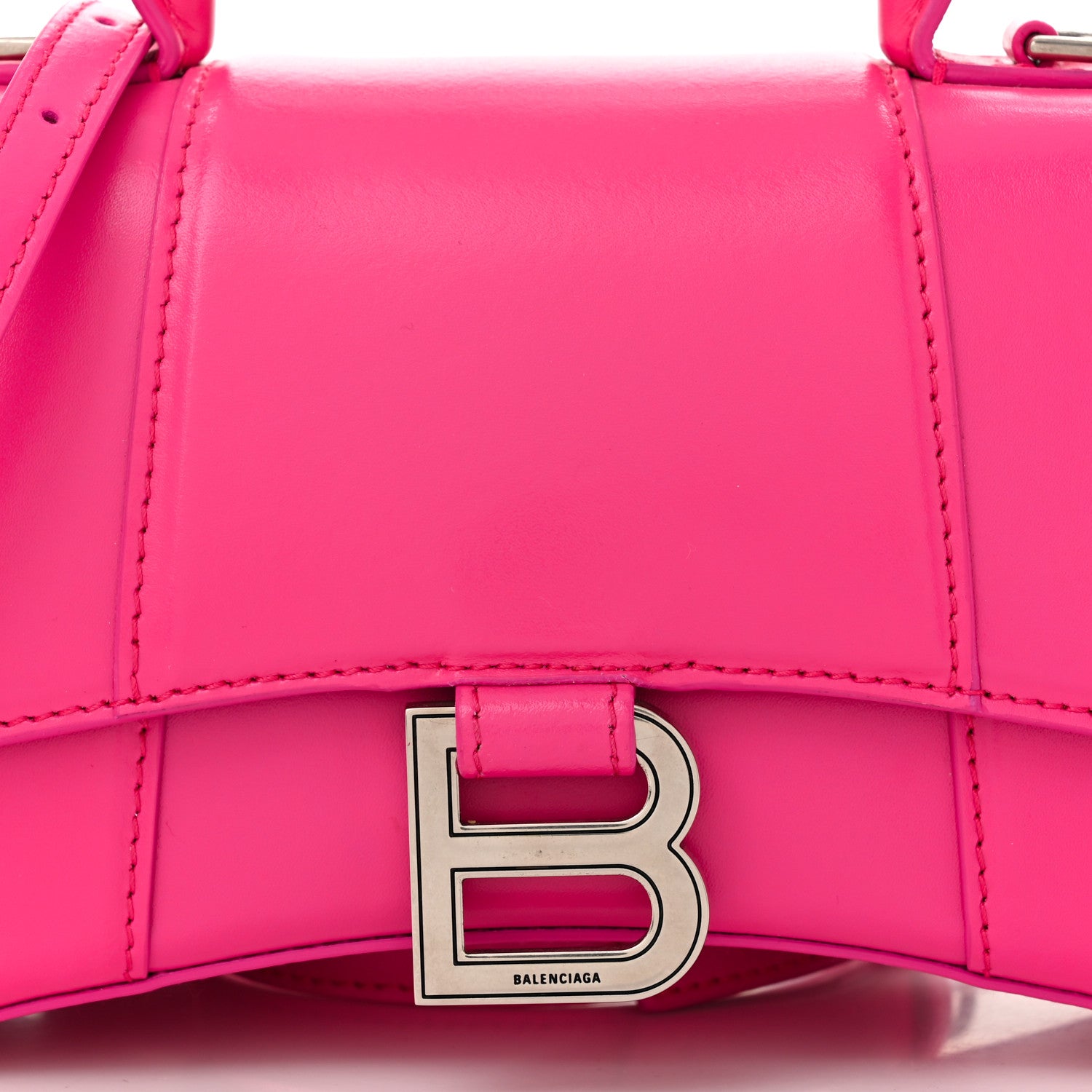 Balenciaga Shiny Box Calfskin Hourglass Top Handle Bag XS Acid Fuchsia 8 of 10