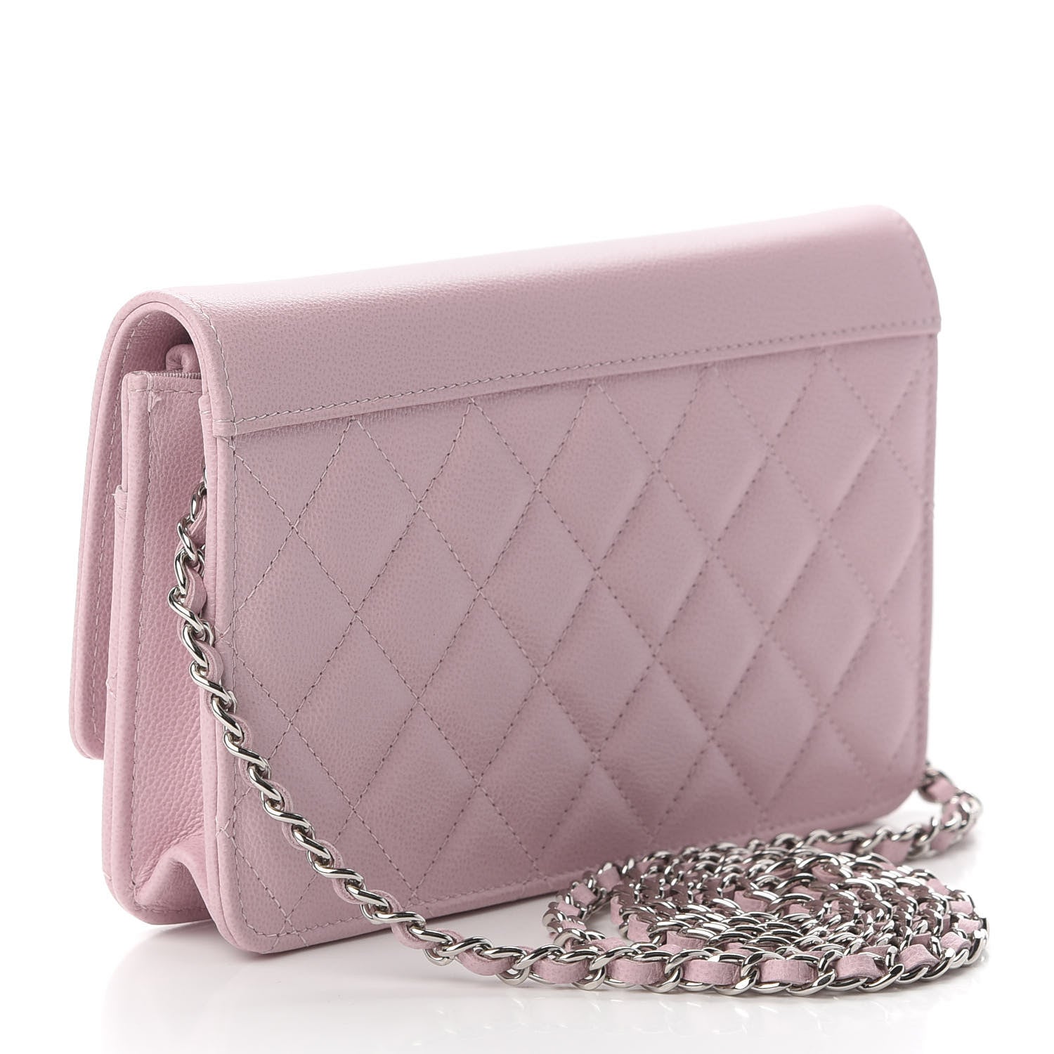 Chanel Grained Calfskin Quilted CC Box Wallet On Chain WOC Light Pink 2 of 9