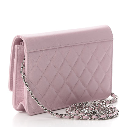 Chanel Grained Calfskin Quilted CC Box Wallet On Chain WOC Light Pink 2 of 9