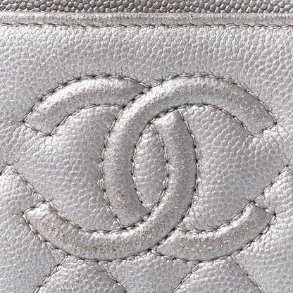 Chanel Metallic Caviar Quilted Card Holder Silver 7 of 10