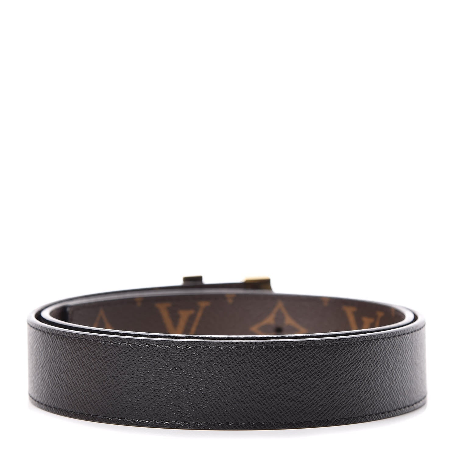 Louis Vuitton Calfskin Monogram 30mm LV Initiales Reversible Belt 80 32 Black 3 of 7