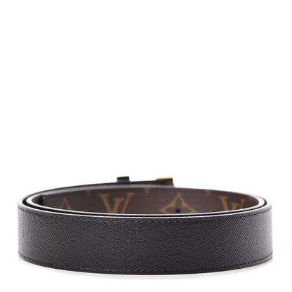 Louis Vuitton Calfskin Monogram 30mm LV Initiales Reversible Belt 80 32 Black 3 of 7