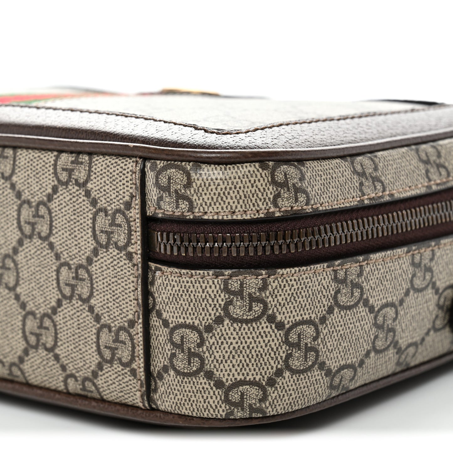 GG Supreme Monogram Web Small Ophidia Top Handle Shoulder Bag Brown