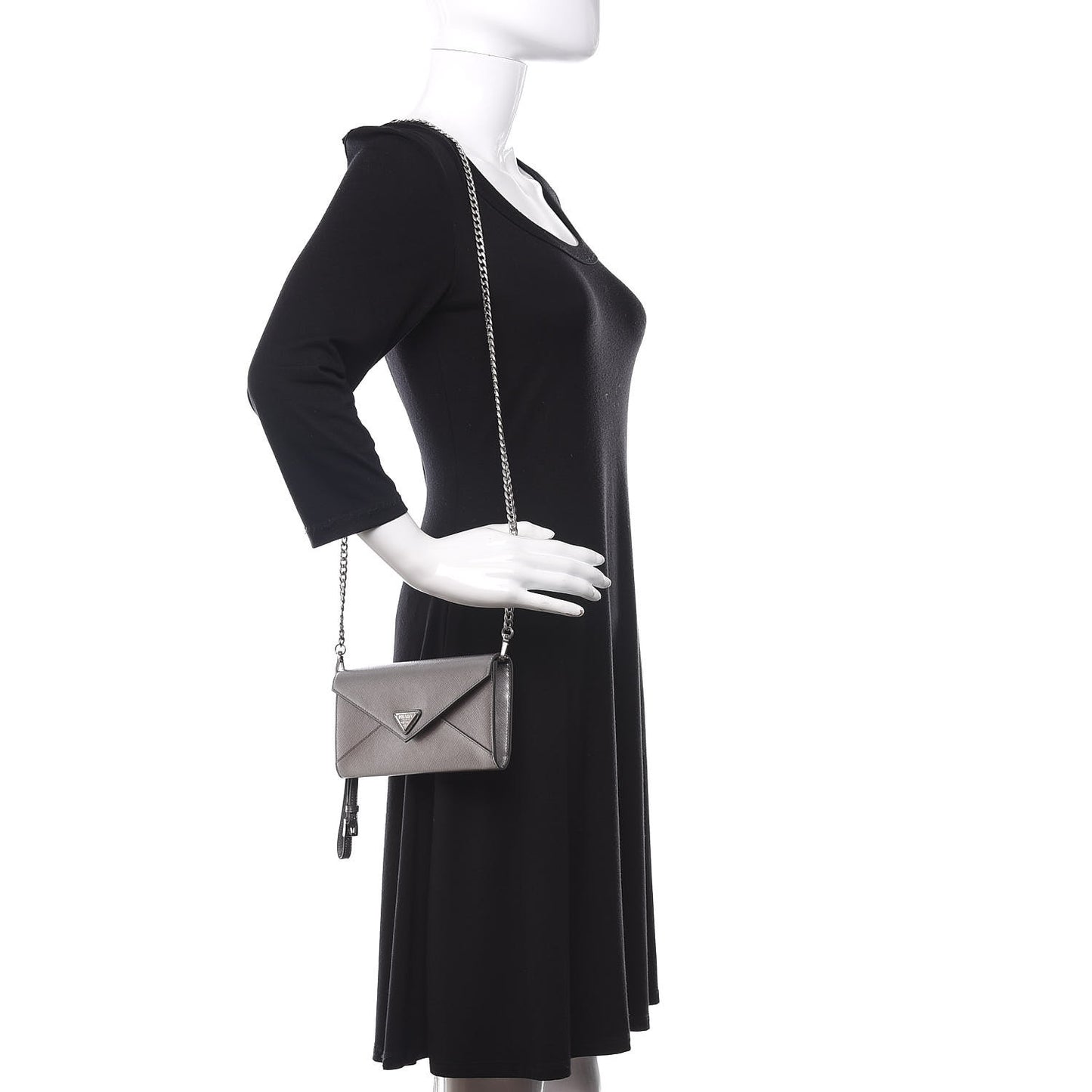 Saffiano Triangle Wristlet Crossbody Wallet Cromo