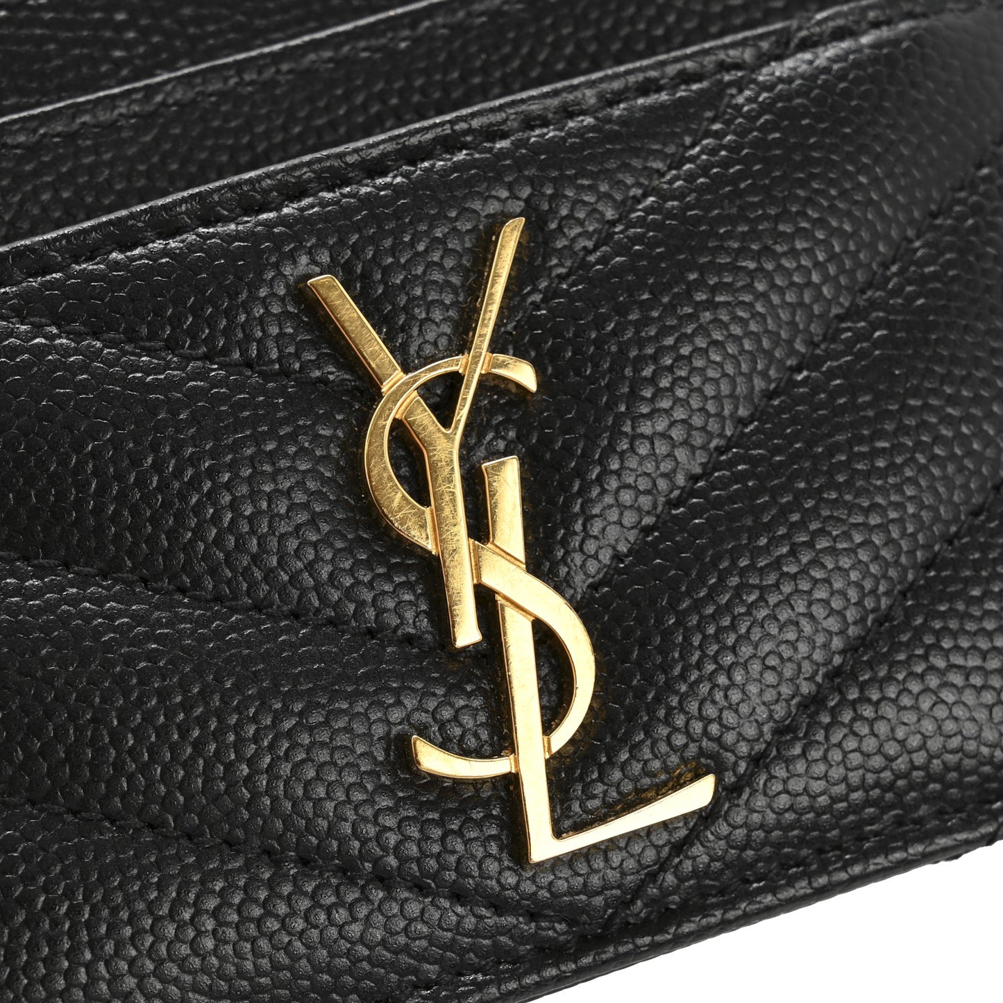 Grain De Poudre Matelasse Chevron Monogram Credit Card Case Black