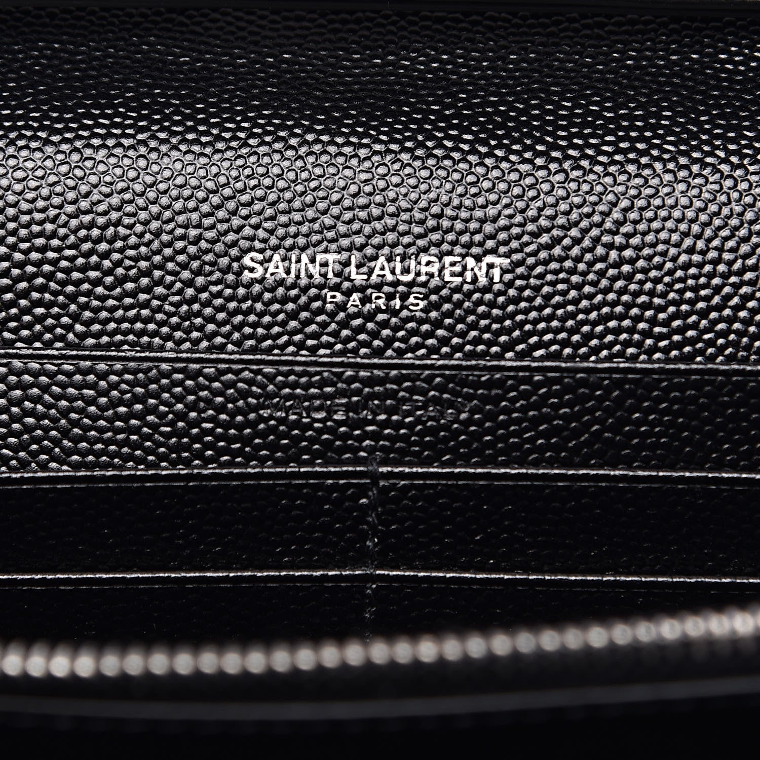 Saint Laurent Grain De Poudre Matelasse Chevron Monogram Chain Wallet Black 6 of 9
