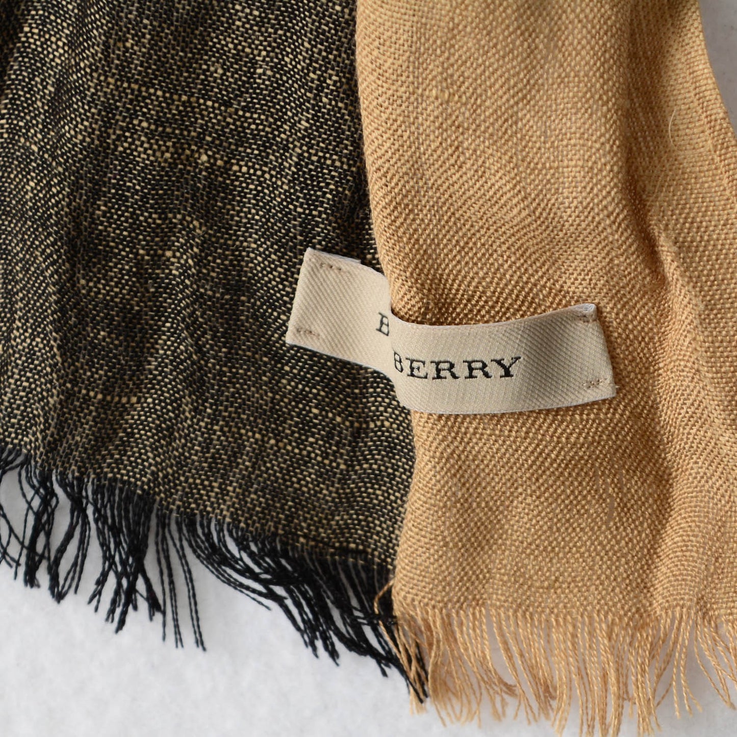 Silk Wool Mega Check Lightweight Scarf Camel