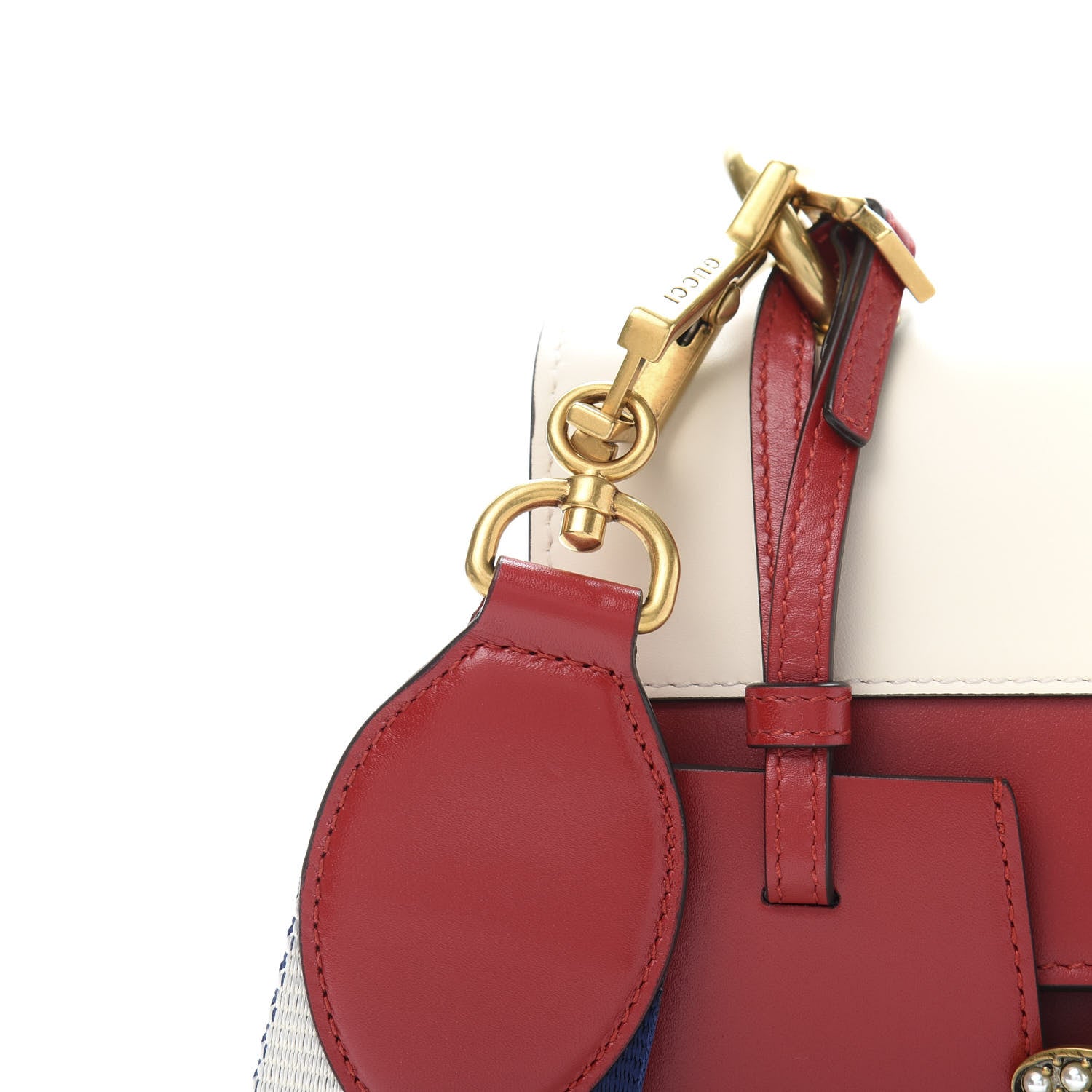 Gucci Calfskin Sylvie Web Queen Margaret Shoulder Bag Blue Agata Hibiscus Red Mystic White 13 of 14