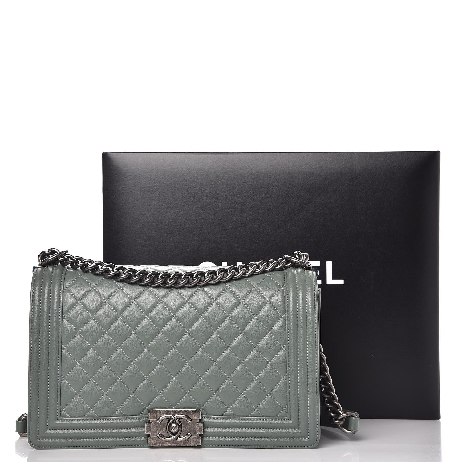 Chanel Lambskin Quilted New Medium Boy Flap Light Green 10 of 10