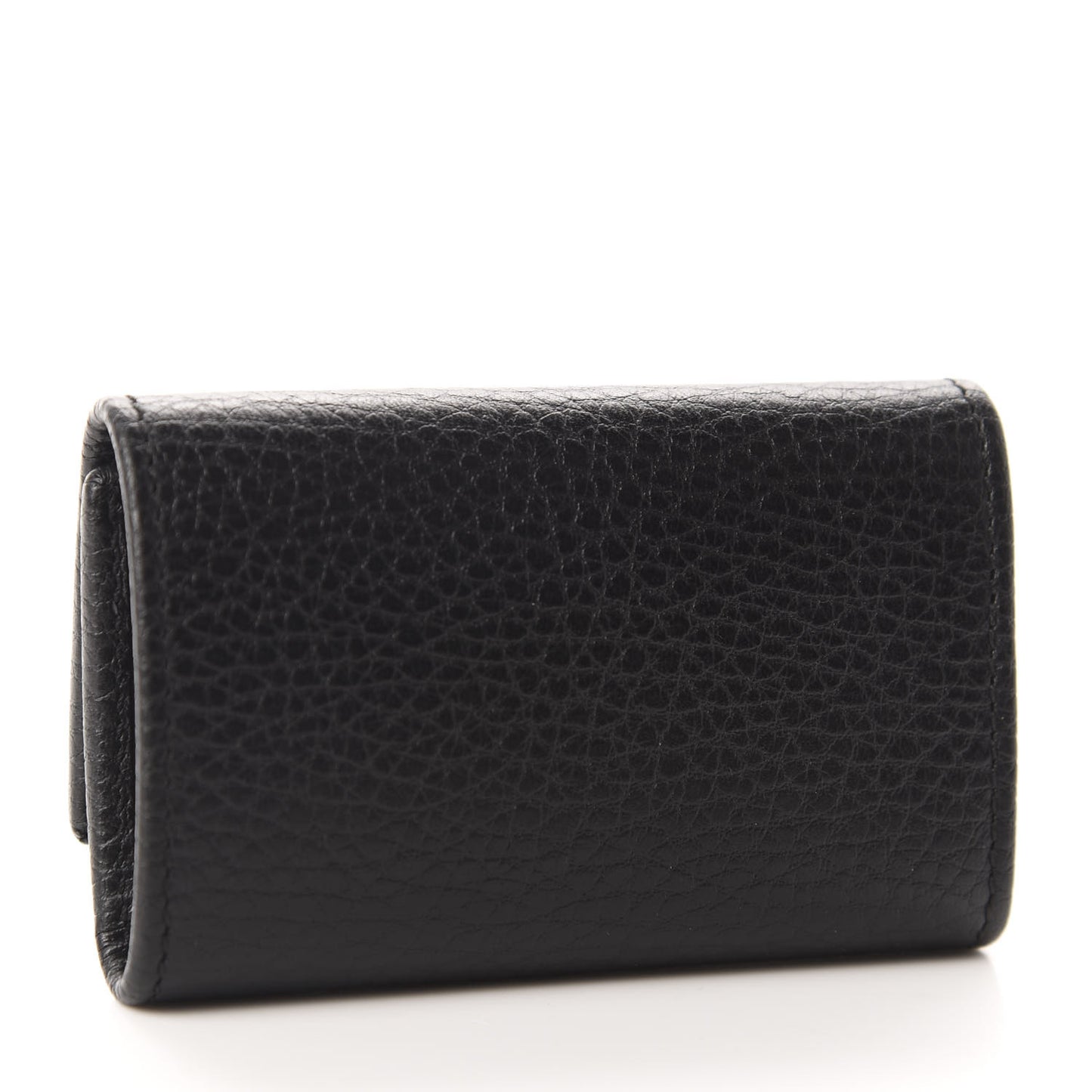 Pebbled Calfskin GG Marmont 6 Key Holder Black