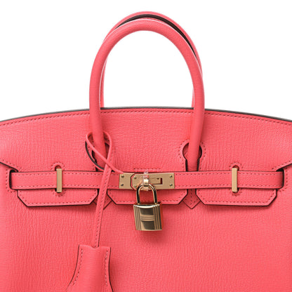 Hermes Chevre Mysore Horseshoe Birkin 25 Rose Azalee Lime 8 of 11