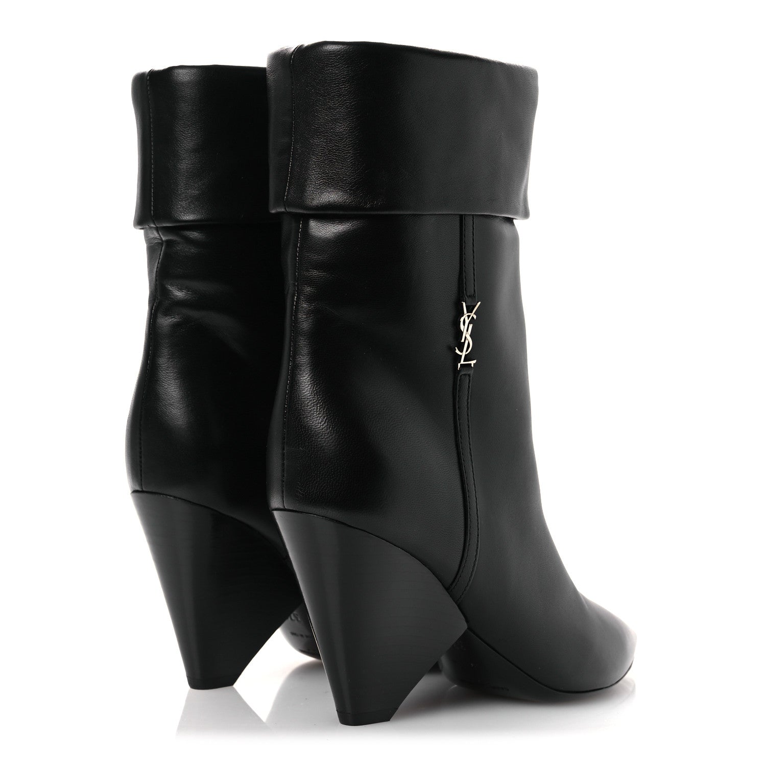Saint Laurent Lambskin Liz 85 Wedge Booties 37.5 Black 5 of 11