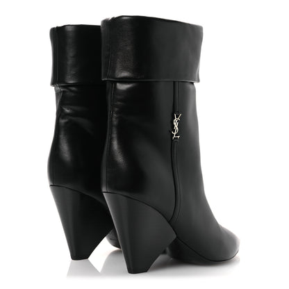 Saint Laurent Lambskin Liz 85 Wedge Booties 37.5 Black 5 of 11